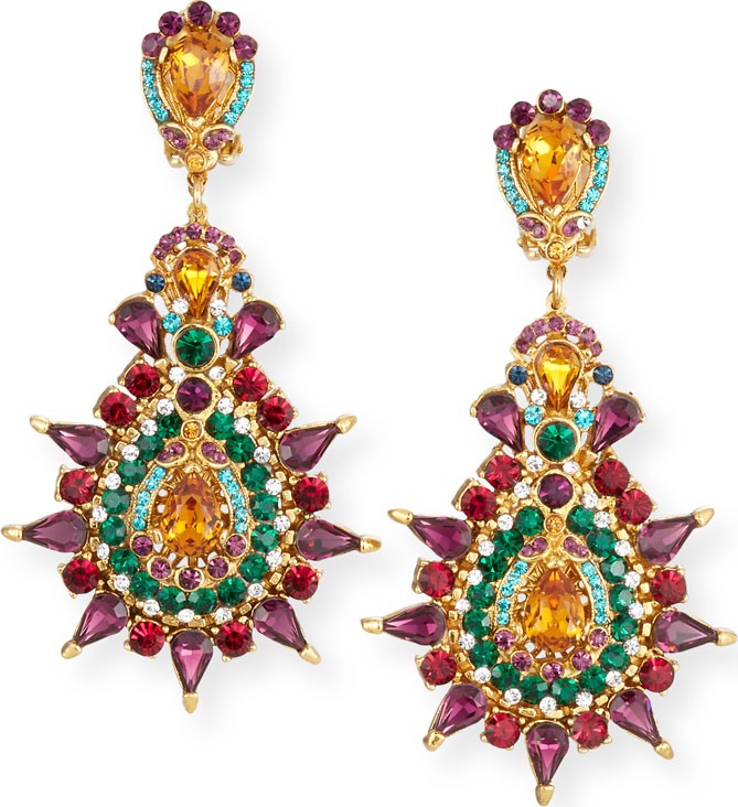 Jose & Maria Barrera Multicolor Crystal Clip-On Earrings