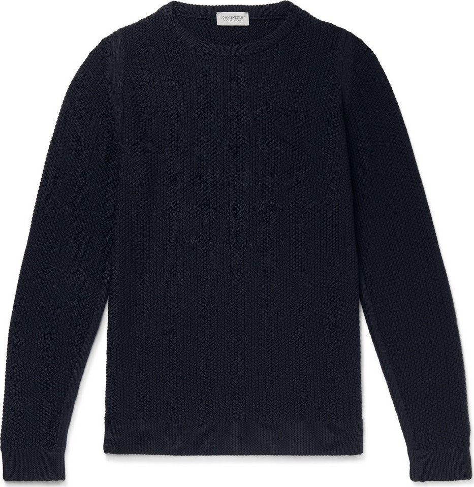 John Smedley 8 Singular Honeycomb-Knit Merino Wool Sweater