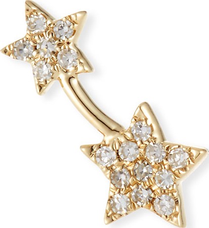 EF Collection 14k Gold Diamond Double-Star Single Earring (Right)