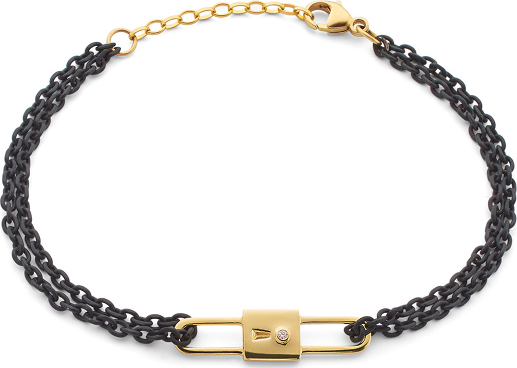 Monica Rich Kosann 18k Yellow Gold Chain Lock Charm Bracelet