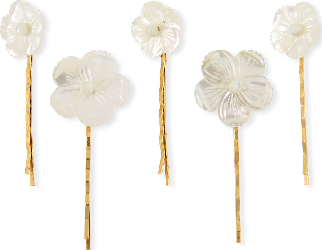 Jennifer Behr Carolina Mother-of-Pearl Bobby Pins, Set of 5