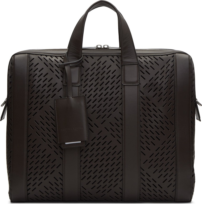 Bottega Veneta Brown Perforated Briefcase