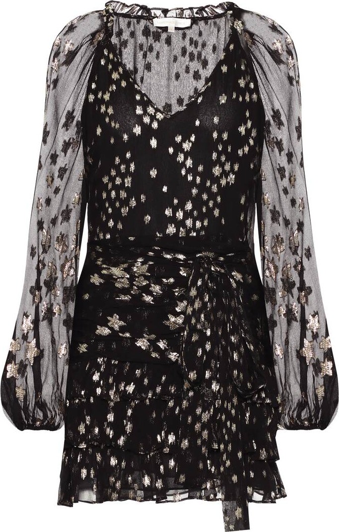 LOVESHACKFANCY Rina metallic silk minidress