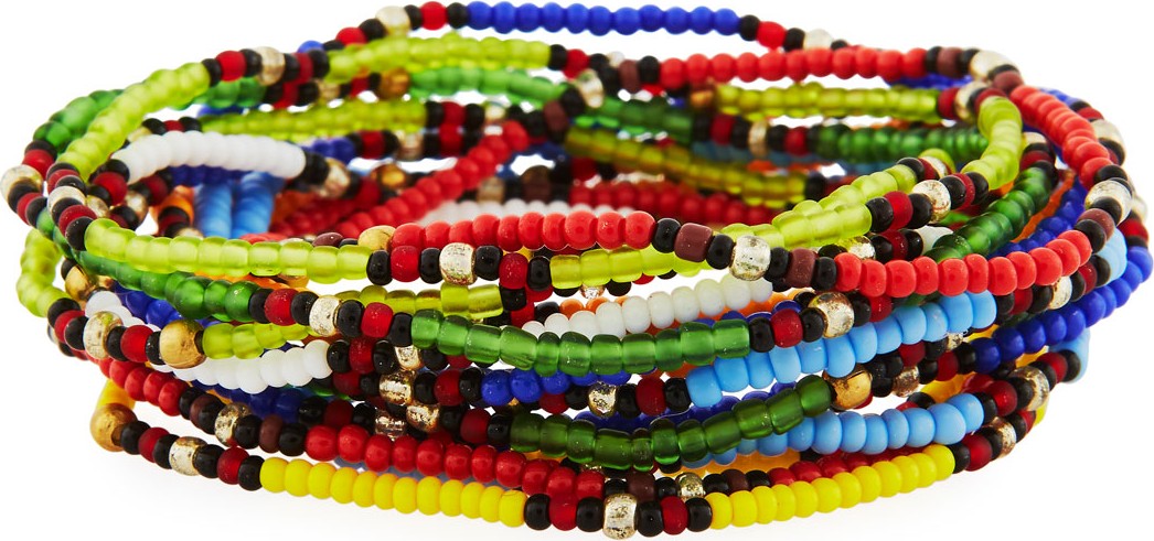 Neiman Marcus On the Bead Beaded Bracelet, Black/White