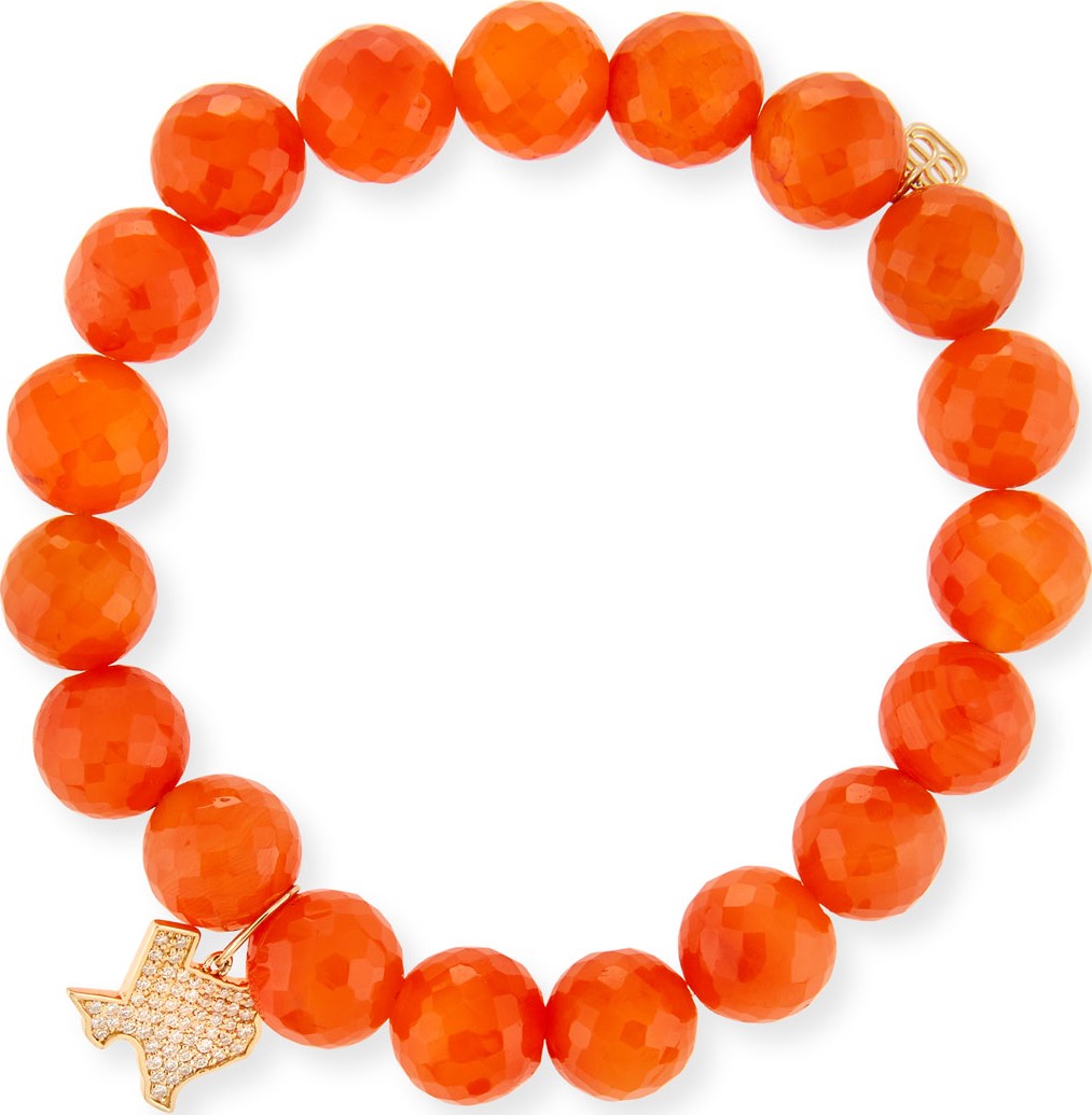 Sydney Evan Carnelian Bead & 14k Texas Charm Bracelet