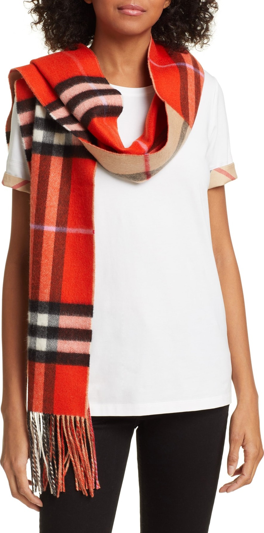 Burberry London England Giant Check to Check Reversible Cashmere Scarf