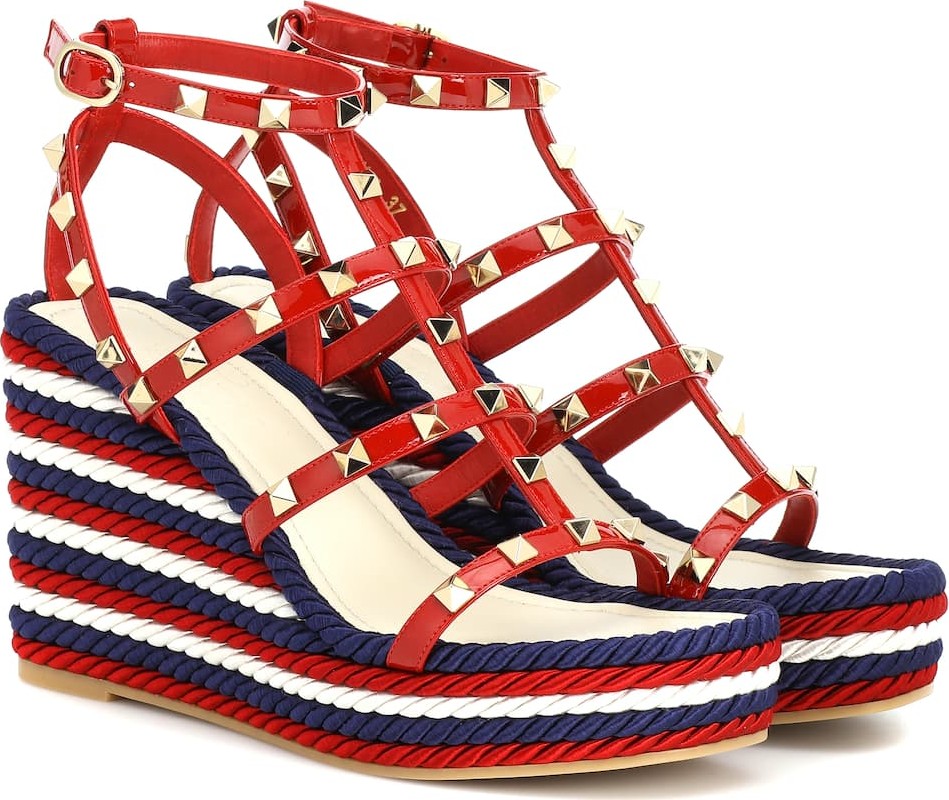 Valentino Valentino Garavani Torchon leather wedge sandals