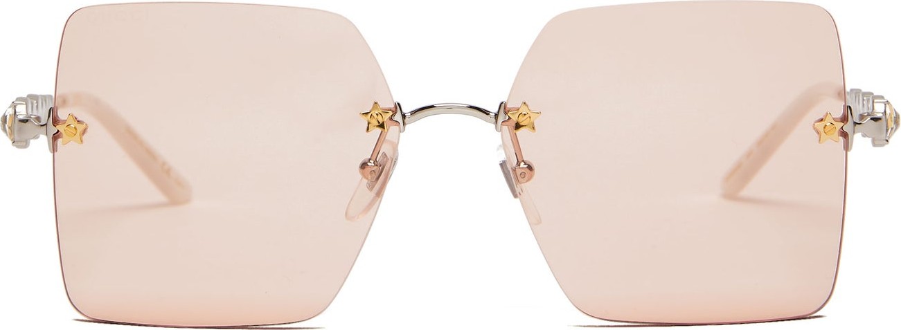 Gucci Crystal-embellished square metal sunglasses