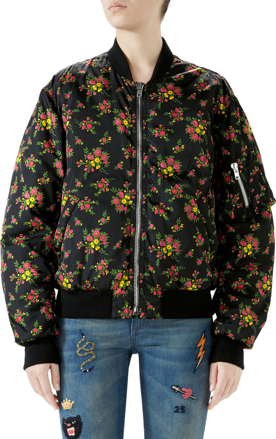 Gucci Floral Bouquets Print Bomber Jacket