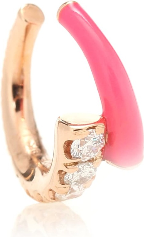 Melissa Kaye Lola 18kt gold ear cuff with diamonds