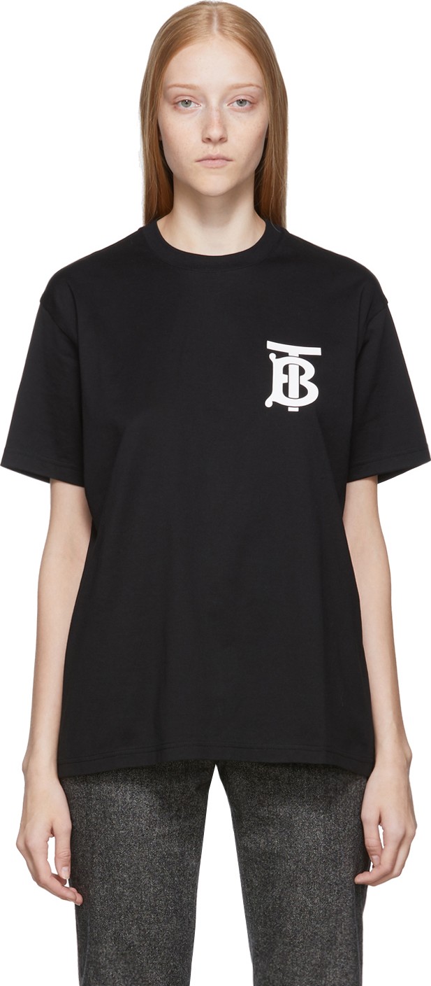 Burberry London England SSENSE Exclusive Black TB T-Shirt