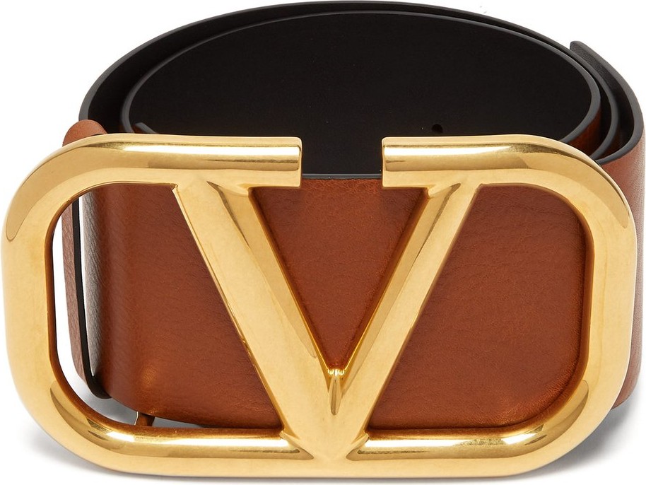 Valentino Large V-buckle leather belt