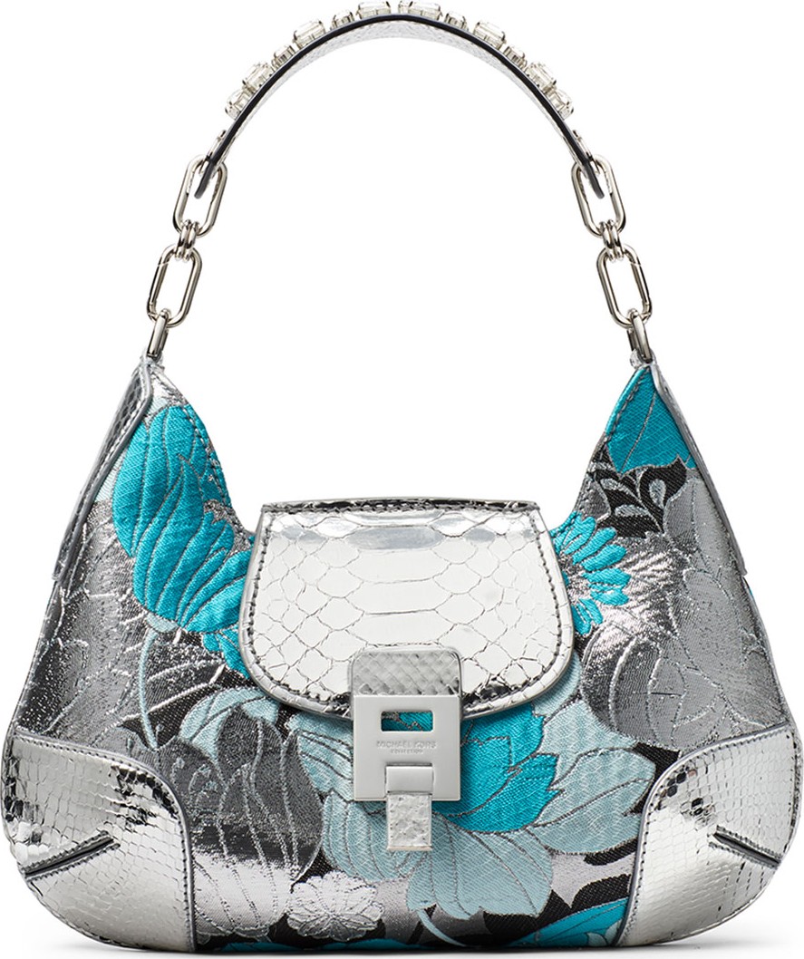 Michael Kors Summer Floral Metallic Brocade & Python Shoulder Bag Michael Kors Summer Floral Metallic Brocade & Python Shoulder Bag