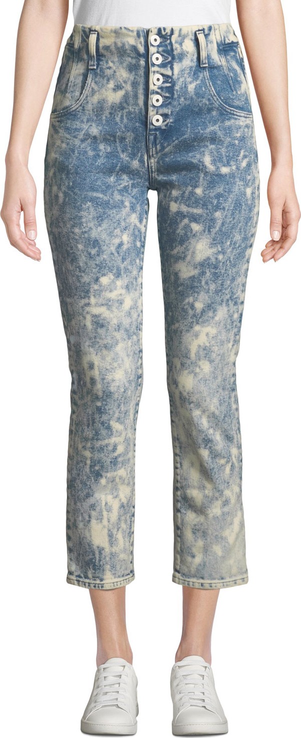 Jonathan Simkhai E-Cig High-Rise Bleached Button-Fly Jeans