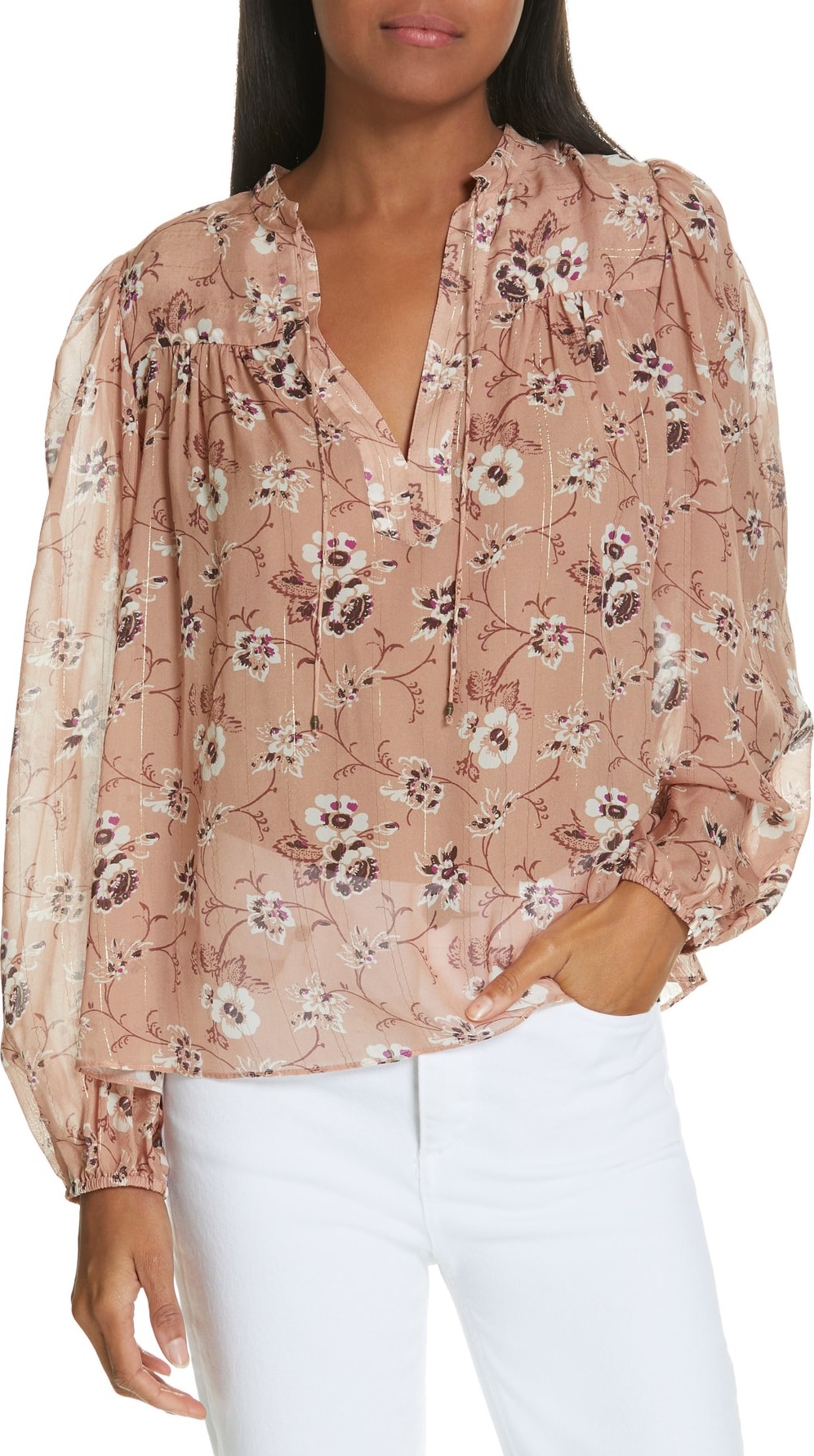 Ulla Johnson Constance Floral Print Silk Blend Blouse