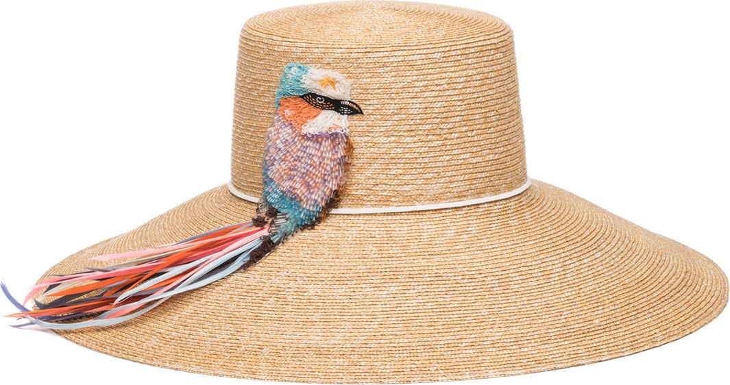 Eugenia Kim Mirabel Straw Sun Hat w/ Beaded Bird Detail