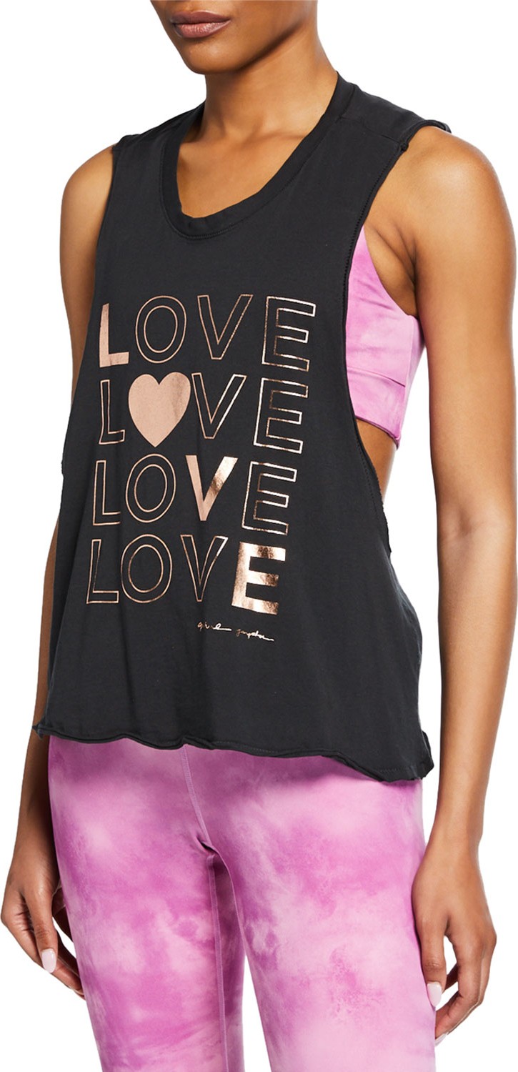 Spiritual Gangster Love Graphic Surplice-Back Tank