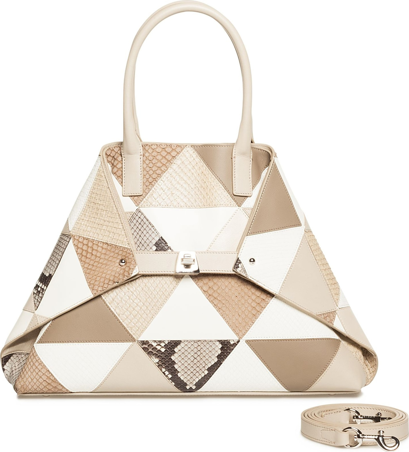 Akris Small AI Leather & Genuine Python Tote