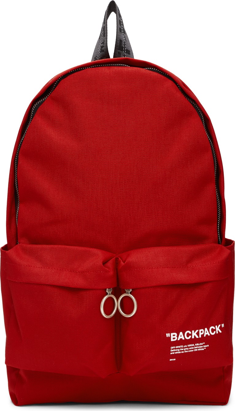 Off White Red Quote Backpack