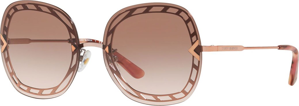 Tory Burch Rimless Lens-Over-Frame Square Sunglasses