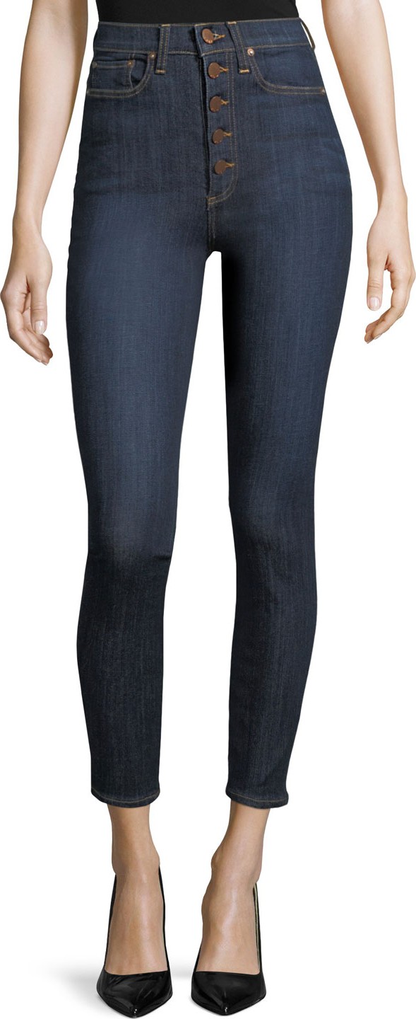 AO.LA by alice + olivia High-Rise Exposed Buttons Skinny Jeans