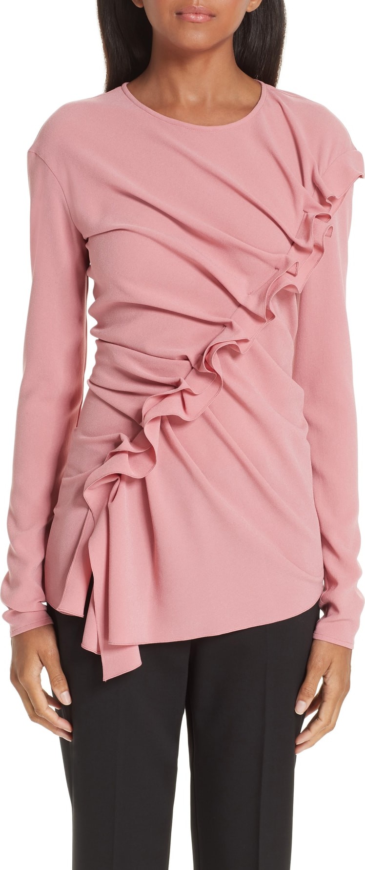 Sies Marjan Wynne Ruched Ruffle Crepe Top