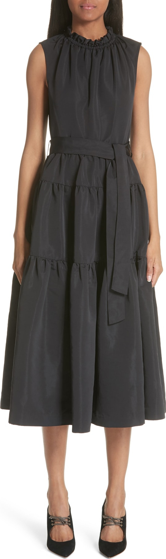 Co Ruffle Neck Tiered Dress