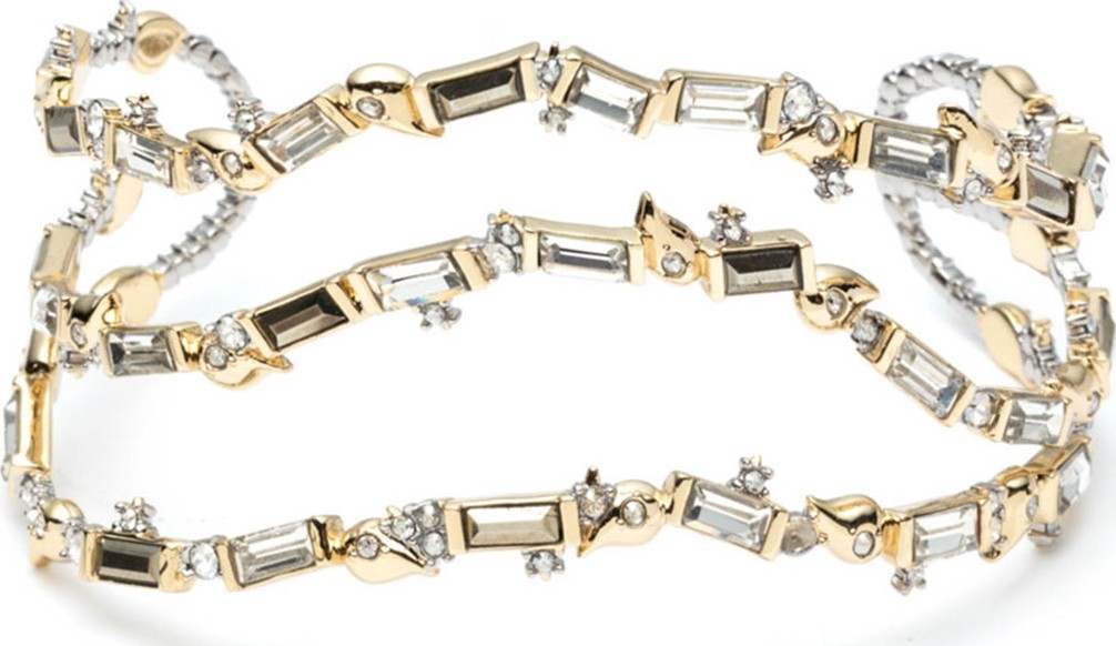 Alexis Bittar Crystal Baguette Sculptural  Cuff Bracelet