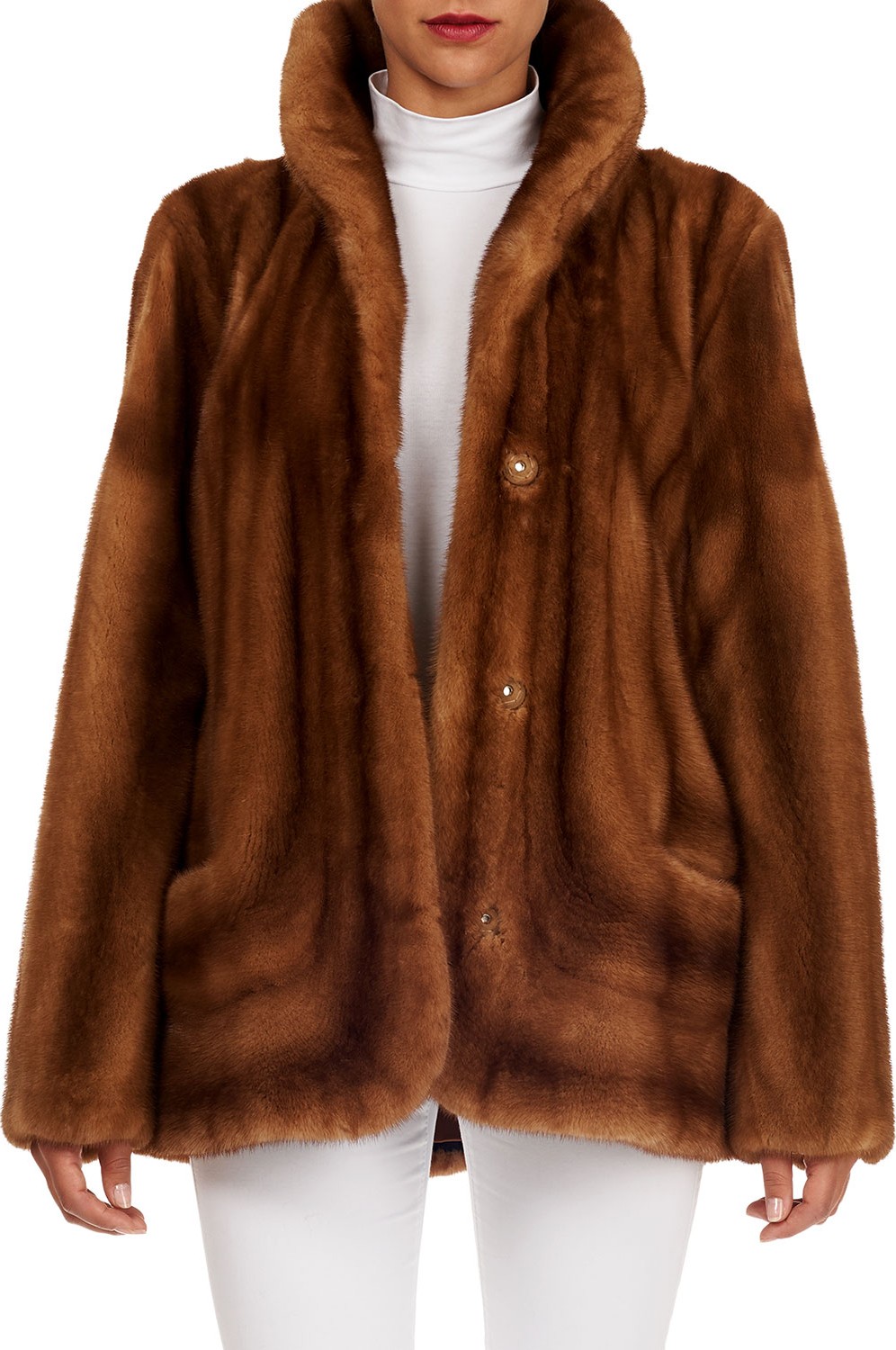 Zac Posen Directional Mink Fur Stroller Coat