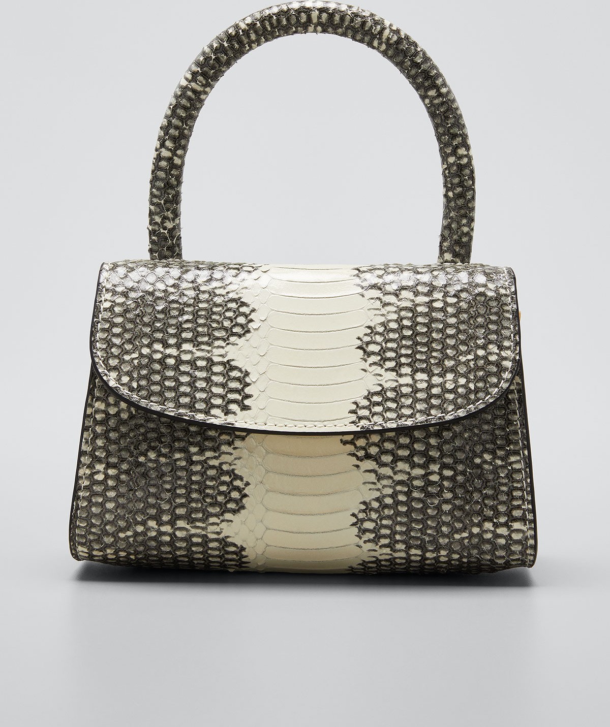 By Far Mini Snake-Print Top Handle Bag