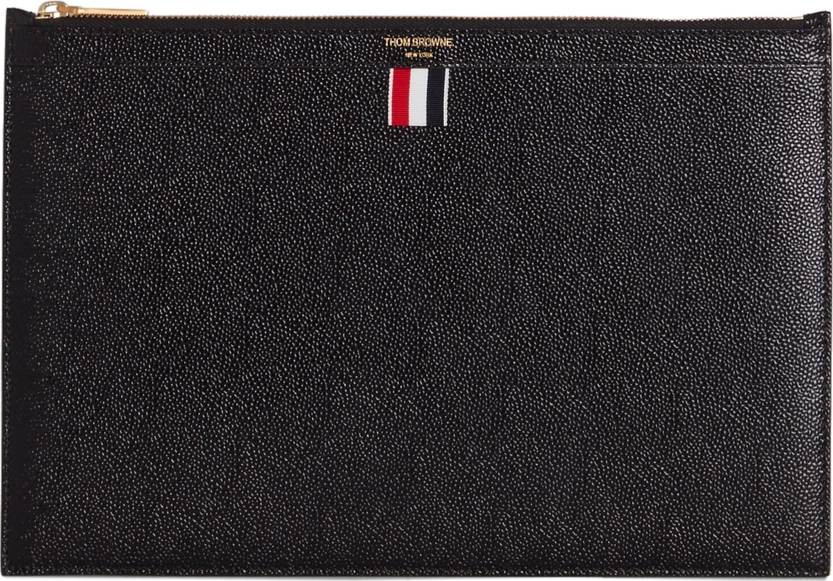 Thom Browne Leather Zip Folio Pouch