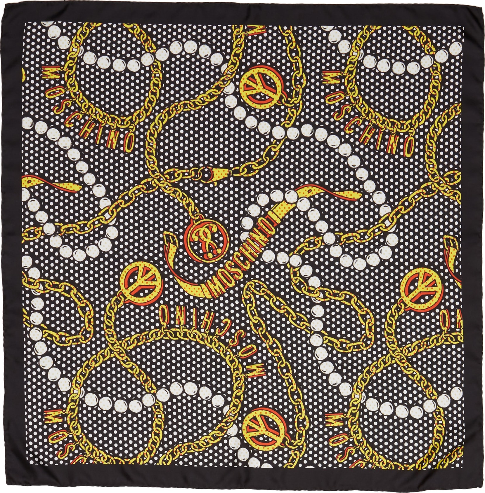 Moschino Pearl & Chain Silk Scarf