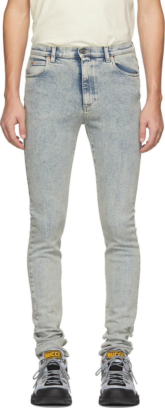 Gucci Blue Marble Bleach Skinny Jeans