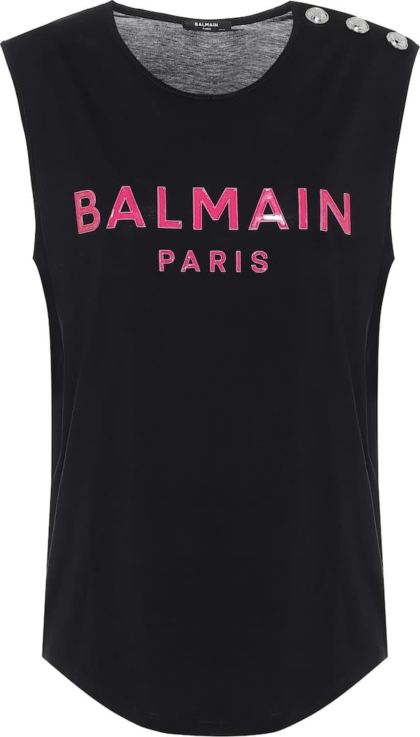 Balmain Logo cotton tank top