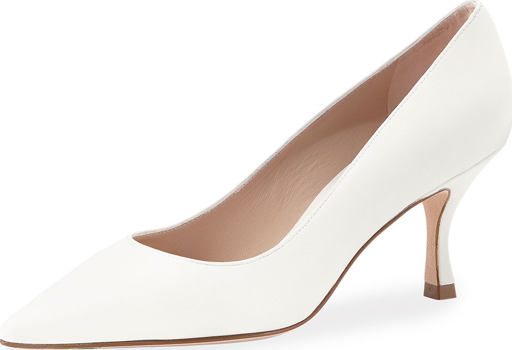 Stuart Weitzman Tippi Leather Mid-Heel Pumps