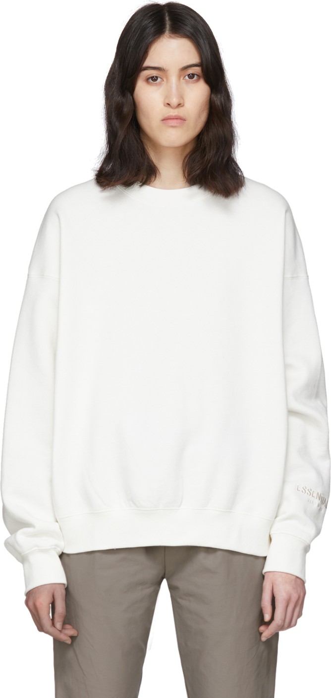 Essentials Off-White Fleece Reflective Sweatshirt