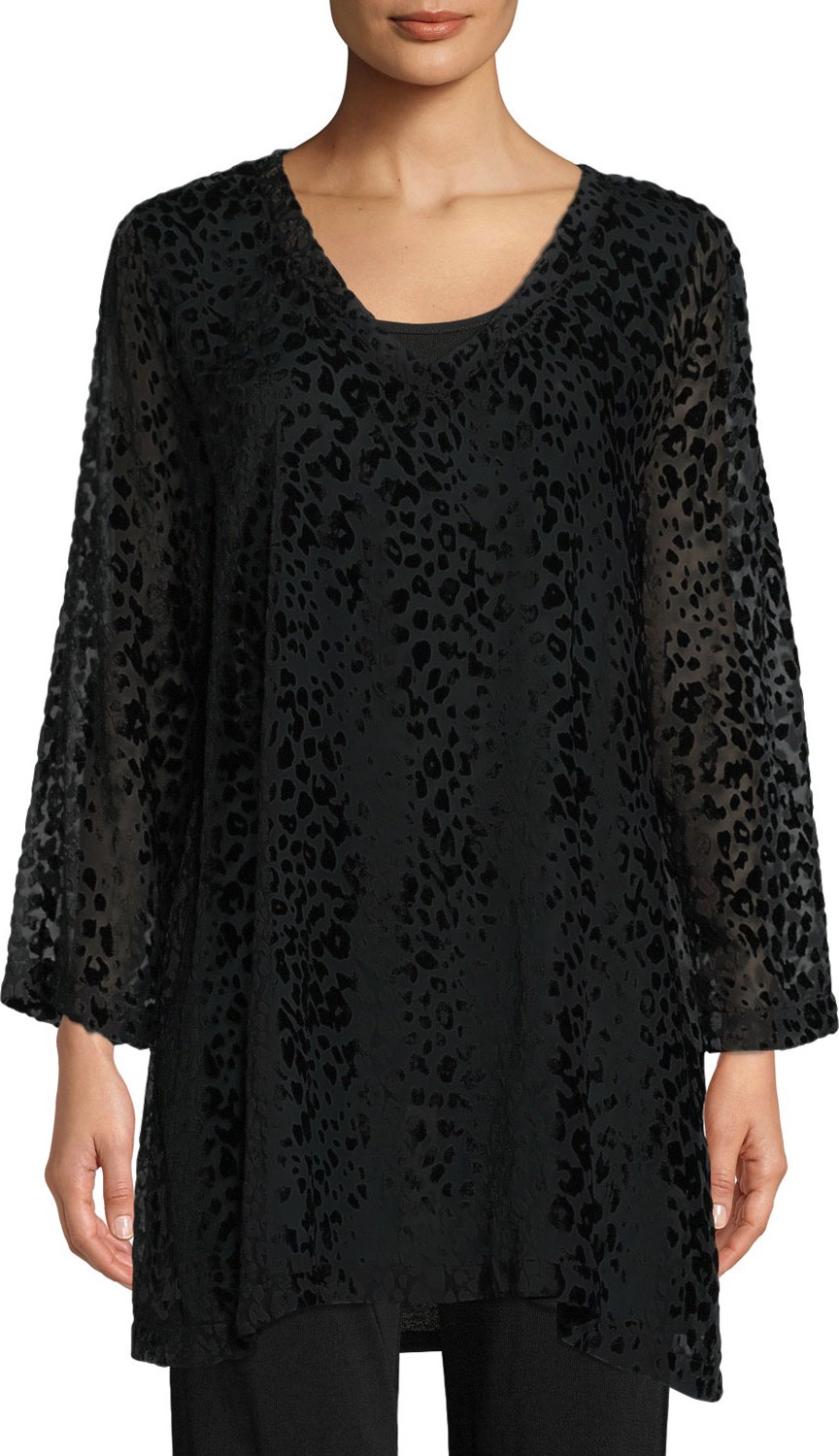 Masai Gyrit Burnout Velour Leopard-Print Tunic