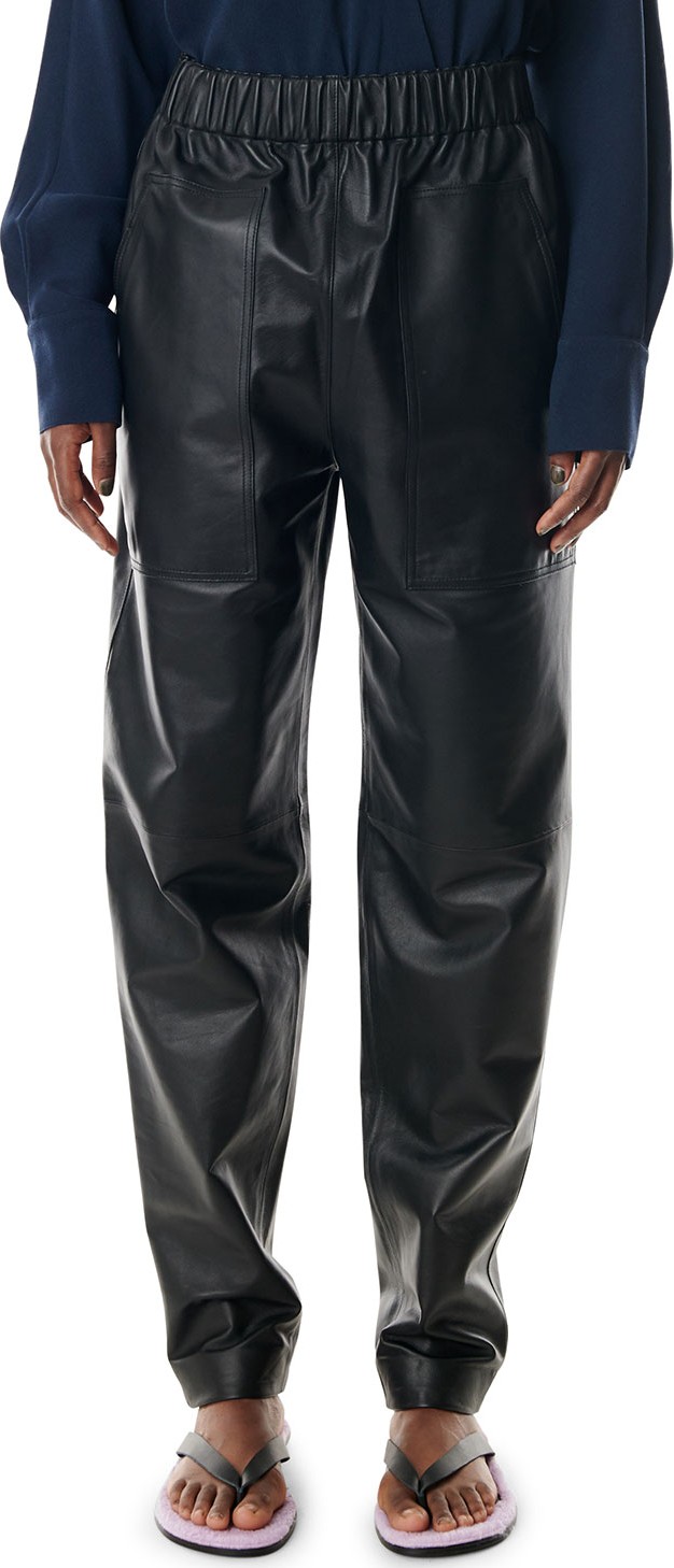 Tibi Faux Leather Relaxed Pull-On Pants