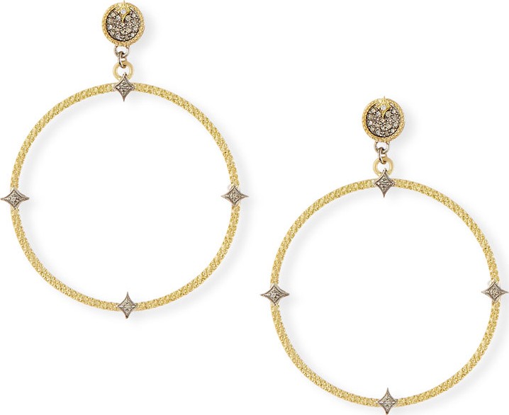 Armenta Old World 18k Diamond Hoop Drop Earrings