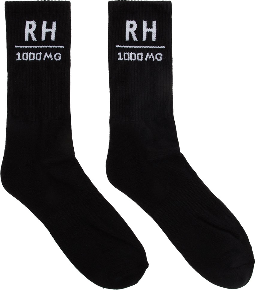 RHUDE SSENSE Exclusive Black Soho House Edition 'RH' Socks