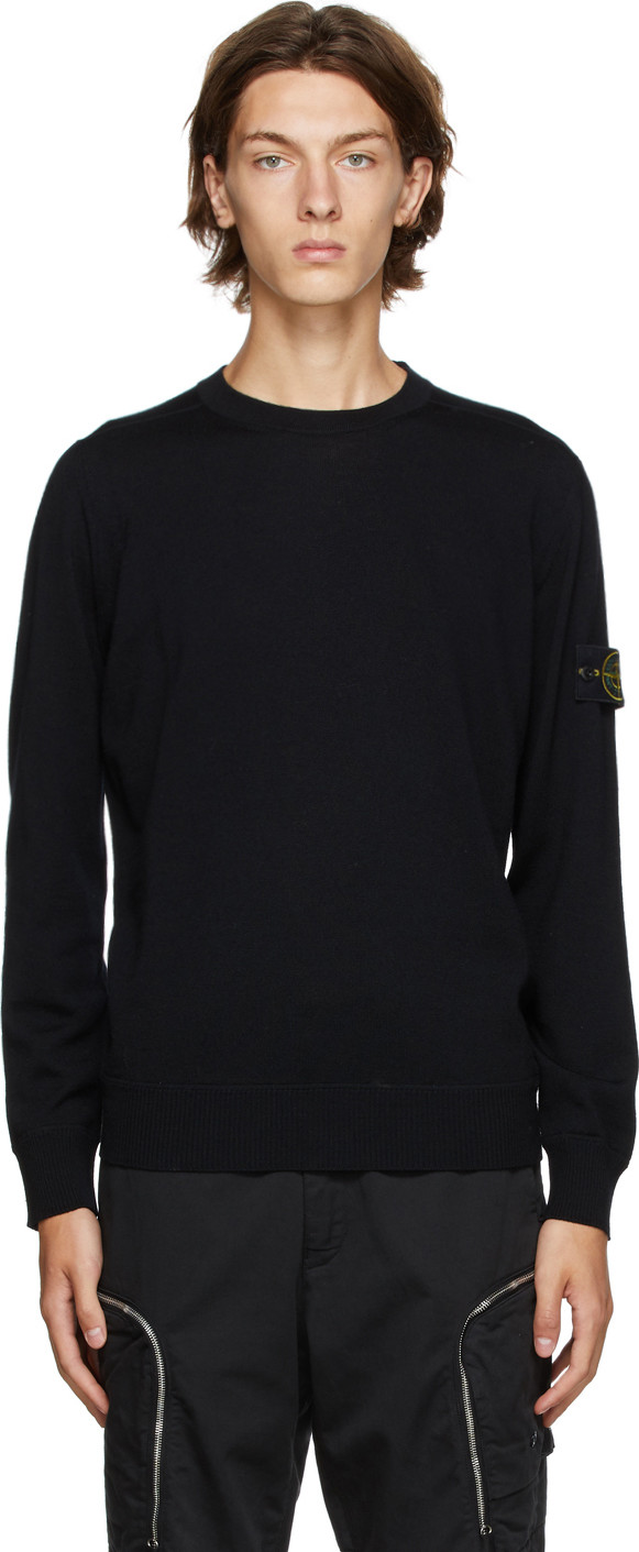 Stone Island - Black Wool Crewneck