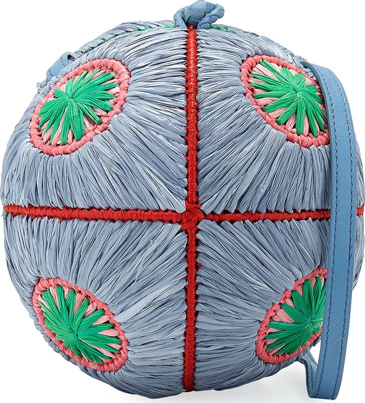 Sophie Anderson Saba Straw Sphere Crossbody Bag, Blue Pattern