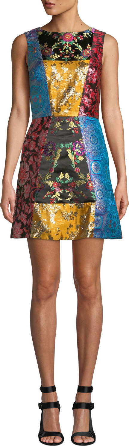 Alice + Olivia Malin Patchwork Short Dress