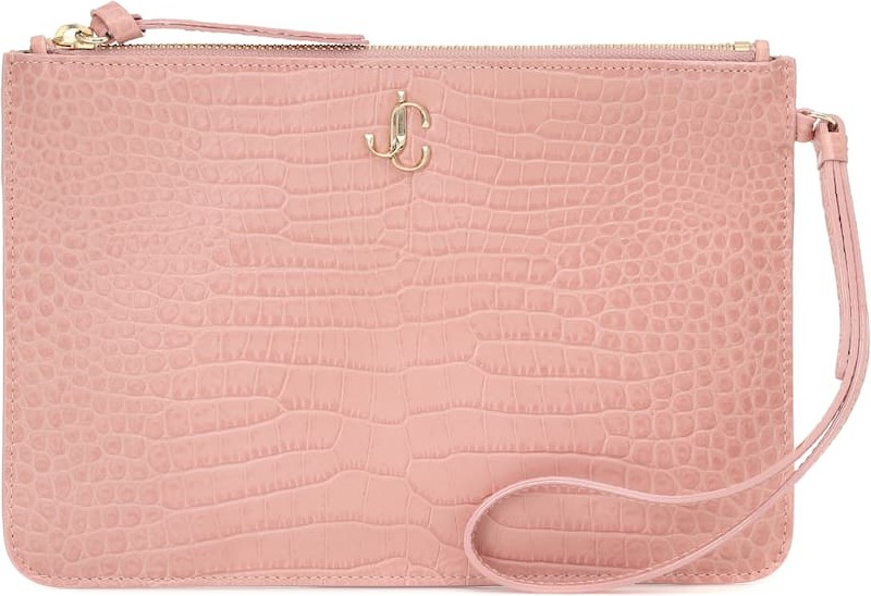 Jimmy Choo Fara croc-effect leather pouch
