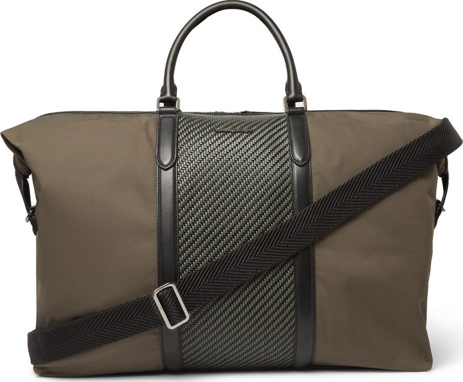 Ermenegildo Zegna Shell And Pelle Tessuta Leather Holdall