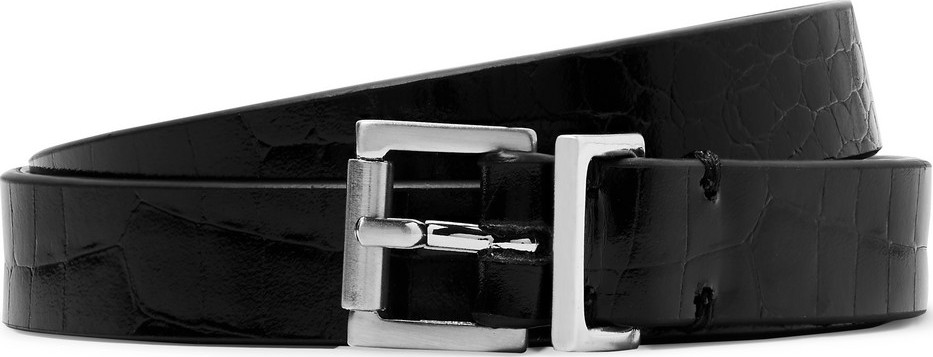 Maison Margiela 1.5cm Black Croc-Effect Leather Belt