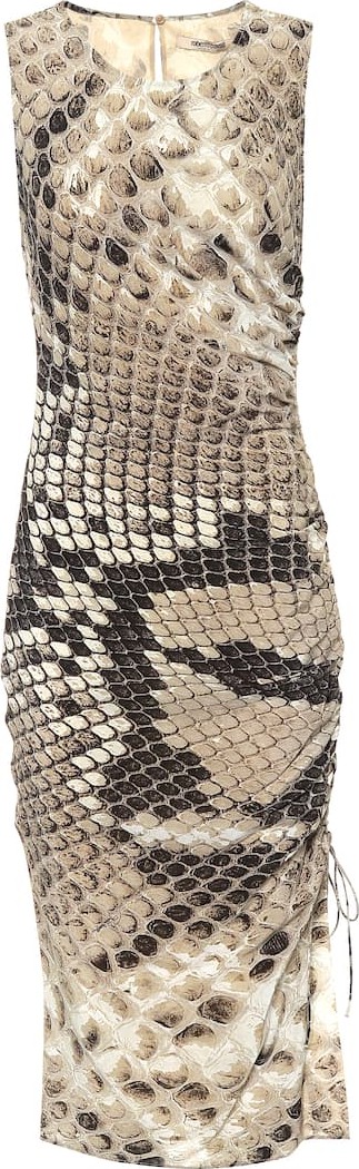 Roberto Cavalli Snake-printed silk midi dress