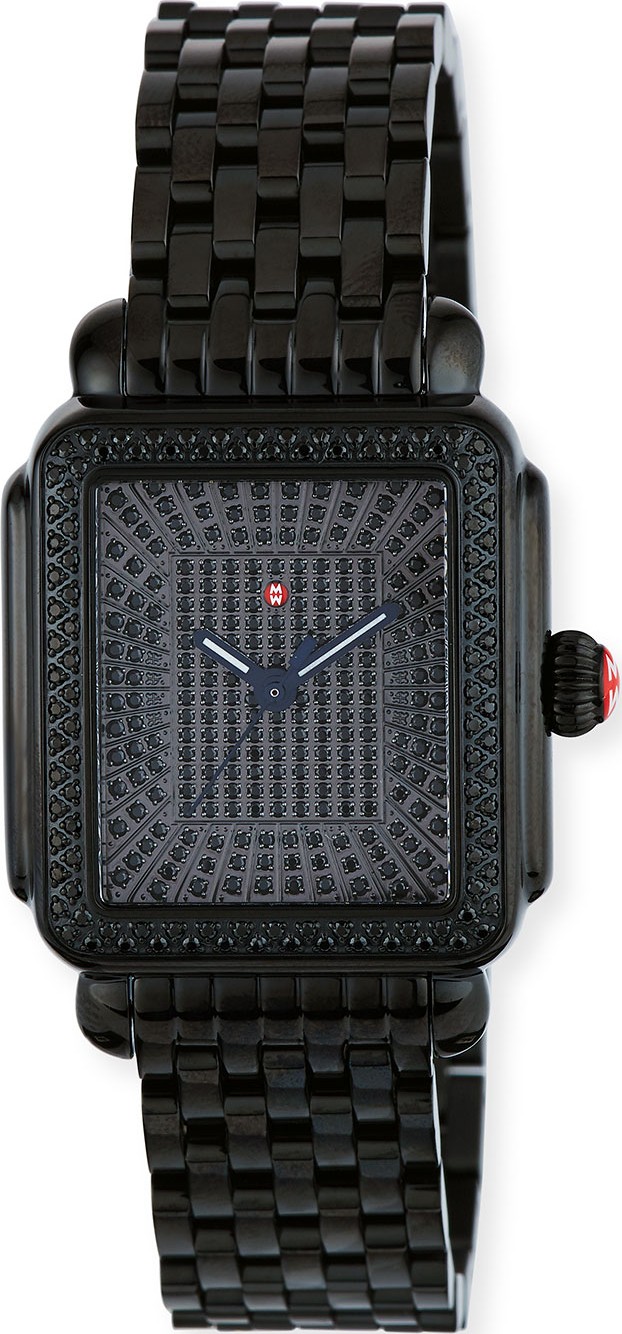MICHELE 18mm Deco Noir Ultimate Pave Diamond Watch