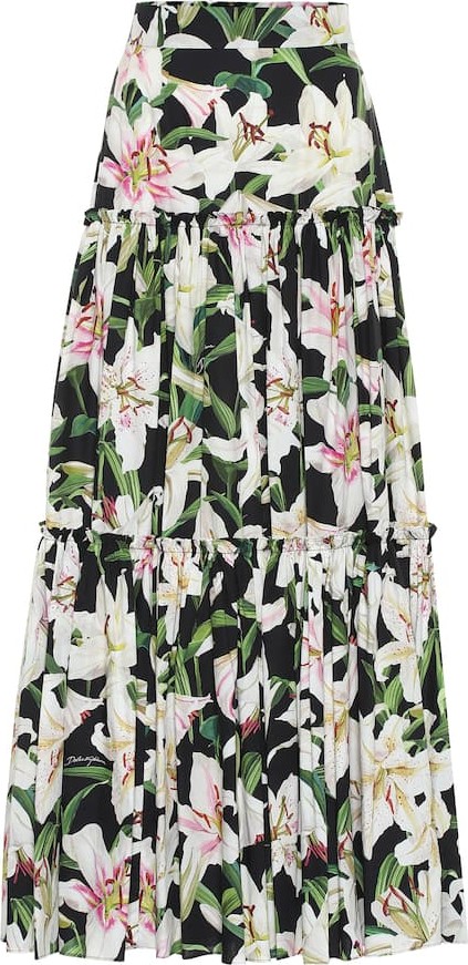Dolce & Gabbana Floral cotton-poplin maxi skirt