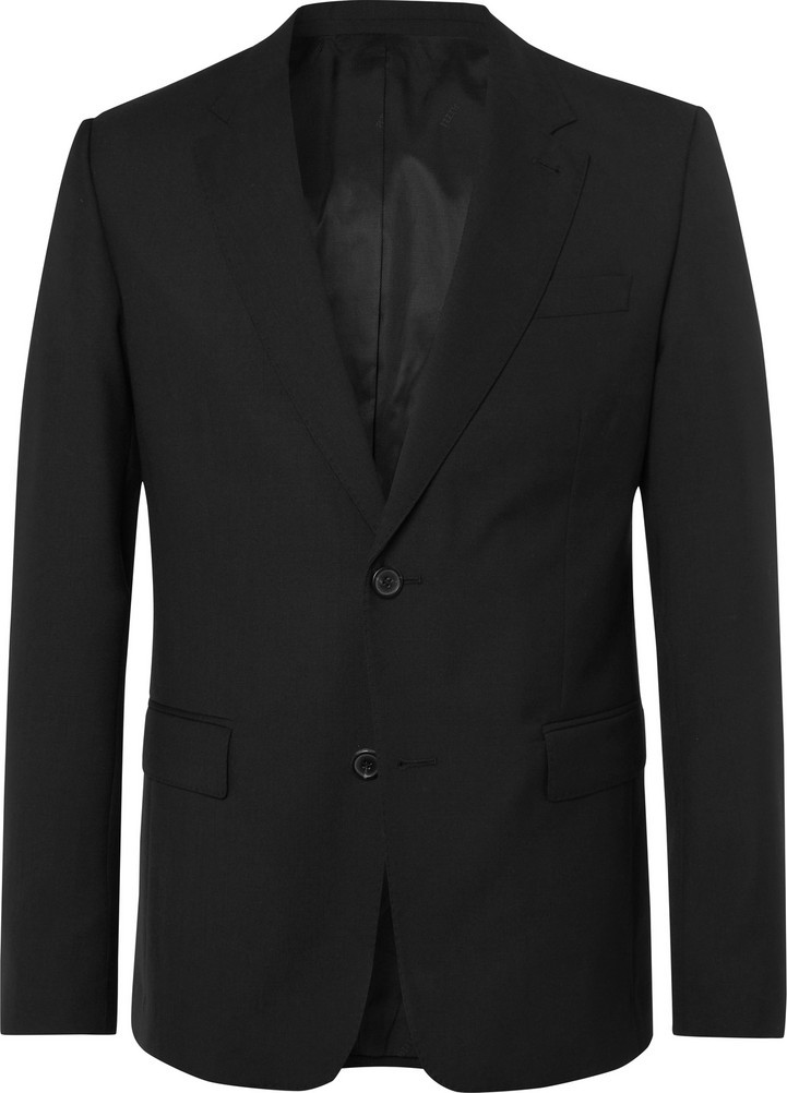 AMI Black Slim-Fit Virgin Wool Suit Jacket